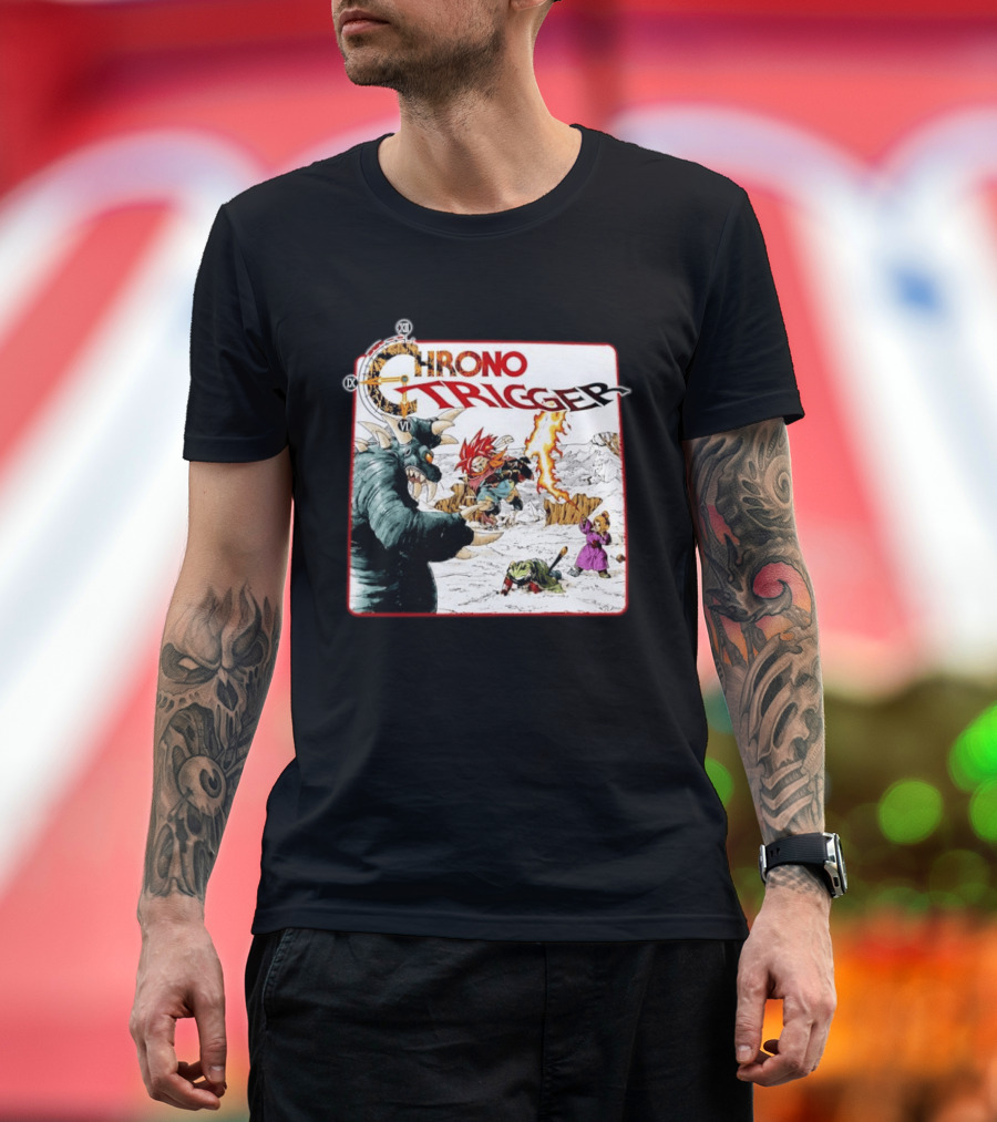 Chrono Trigger Iconic Gaming Adventure Characters And Battle Scene T-Shirt