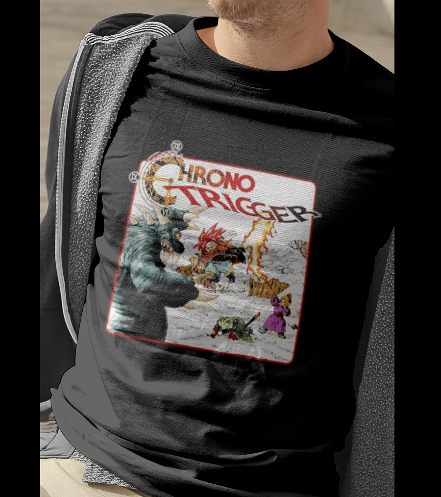 Chrono Trigger Iconic Gaming Adventure Characters And Battle Scene T-Shirt