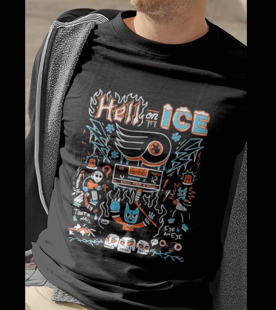 Hell On Ice Philadelphia Flyers 666 My Soul For A Goal Tooth Nail Eye 4 An Eye Period 3 T-Shirt