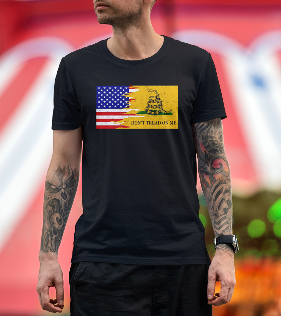 Don't Tread On Me American Flag Gadsden Snake T-Shirt