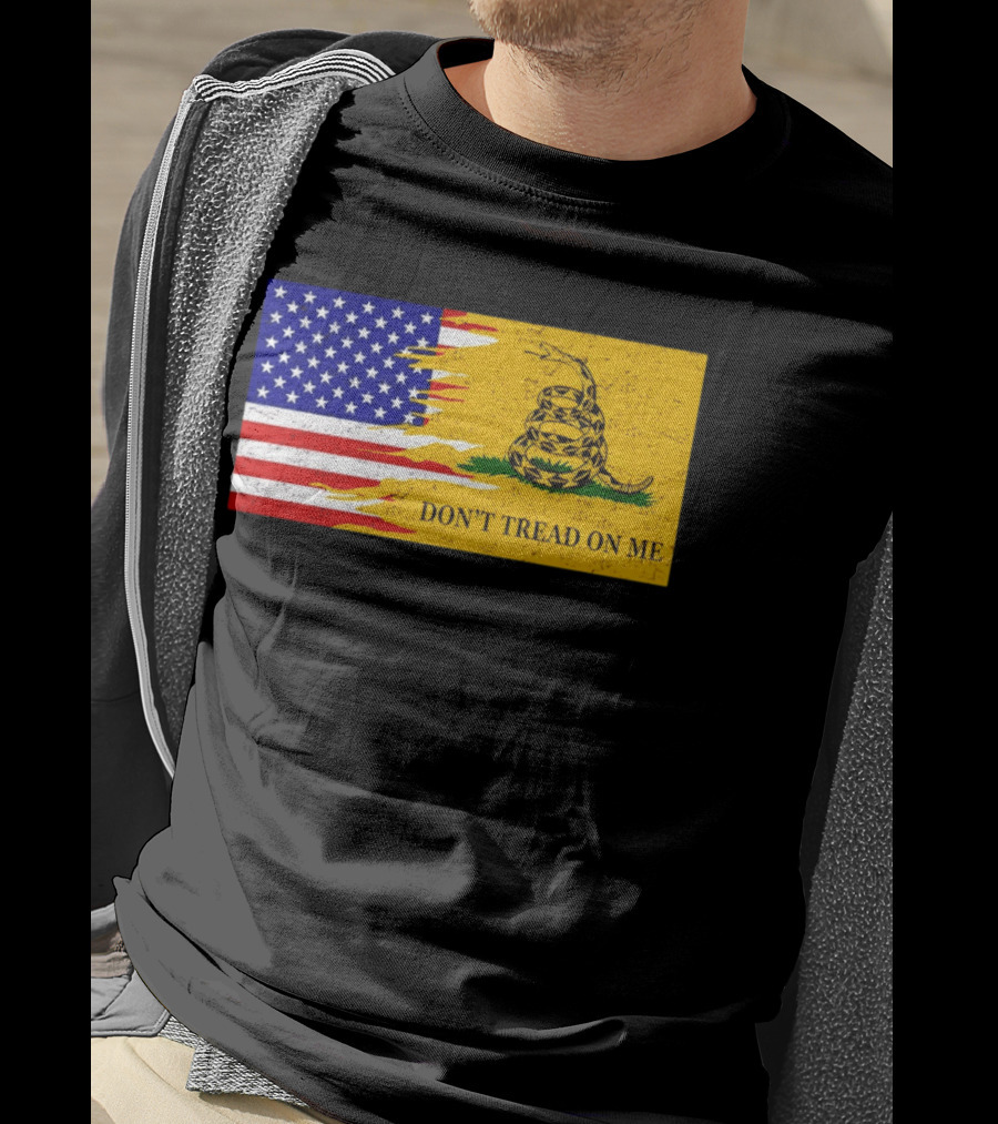 Don't Tread On Me American Flag Gadsden Snake T-Shirt