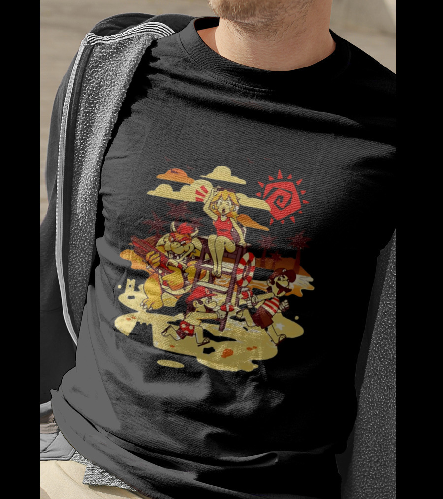 Frenemies Summer Beach Fun Mario Luigi Princess Peach Bowser Adventure T-Shirt