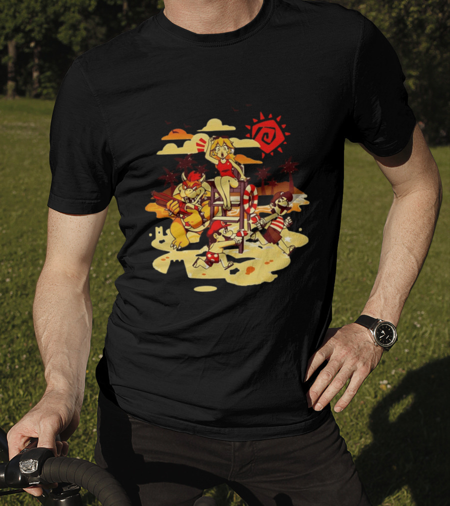 Frenemies Summer Beach Fun Mario Luigi Princess Peach Bowser Adventure T-Shirt