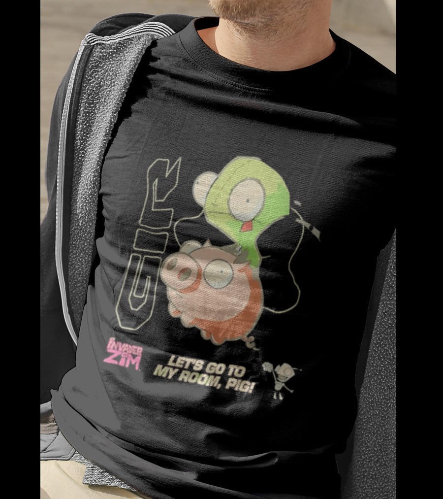 GIR Invader Zim Let's Go To My Room Pig Ride Adventure T-Shirt