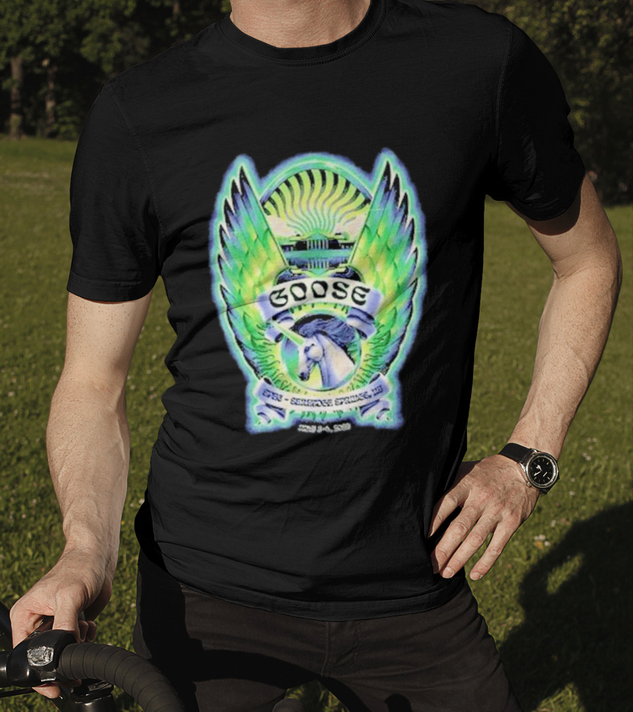 Goose The Band Saratoga Springs July 3 4 2026 Winged Horse New York Concert Tour T-Shirt