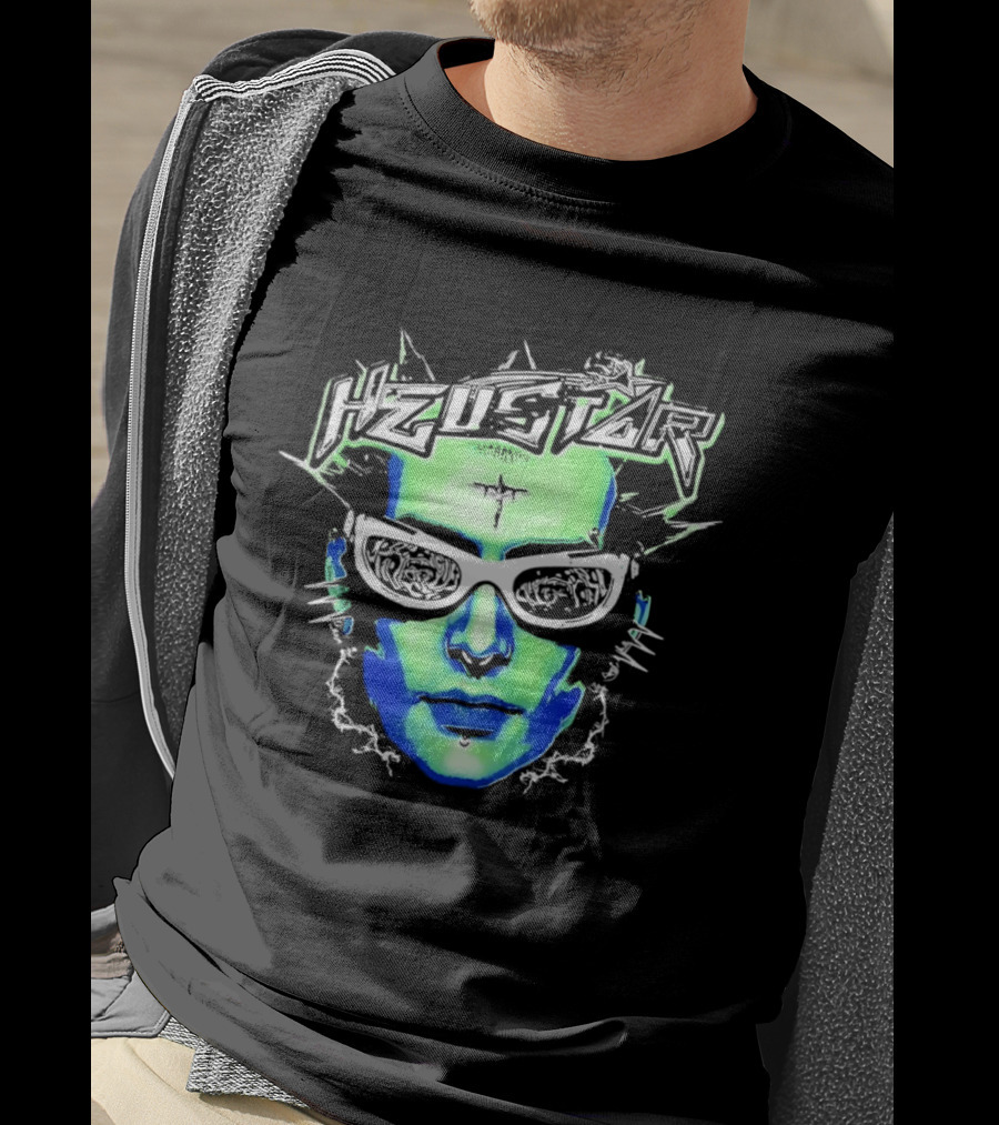 Heustar Face Futuristic Cyberpunk Digital Neon Aesthetic T-Shirt