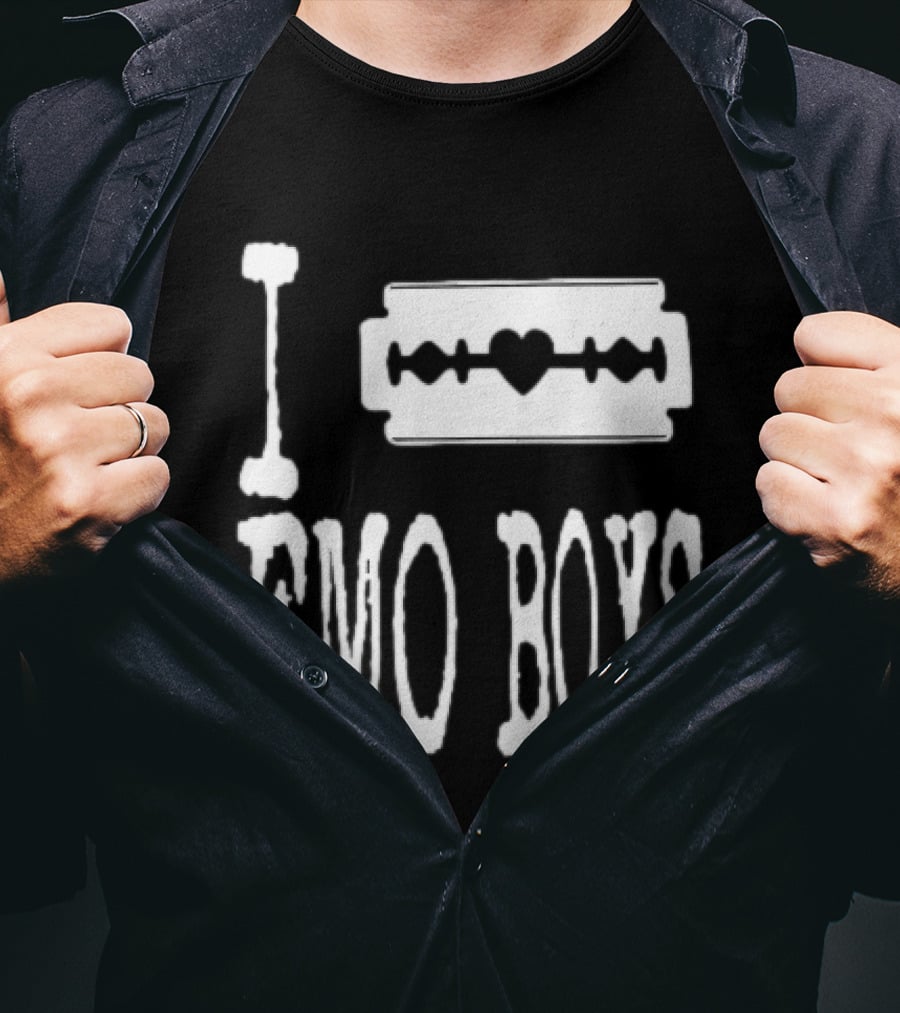 I Emo Boys Heart Razor Blade T-Shirt