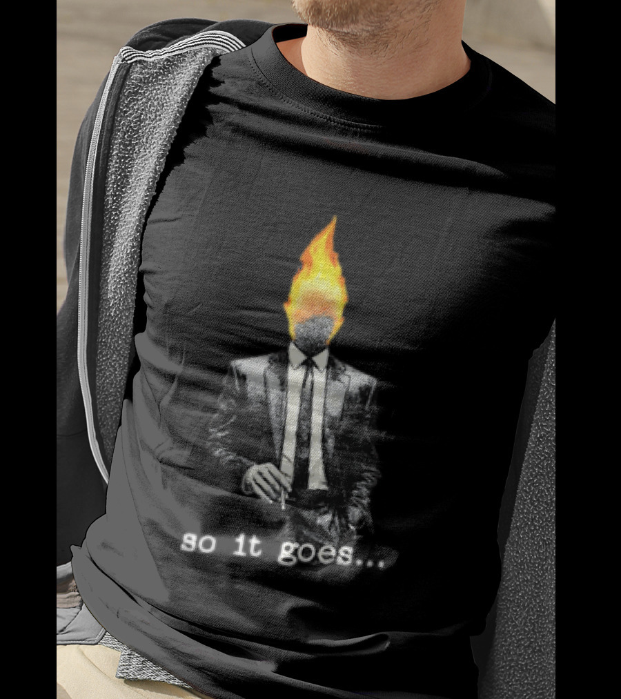 Ignition Man In Tuxedo So It Goes Burning Head Smoking T-Shirt