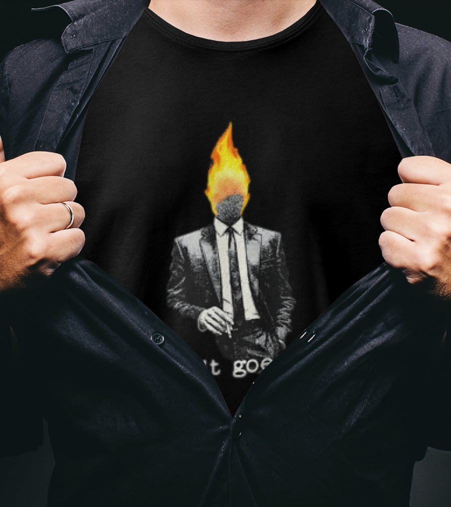 Ignition Man In Tuxedo So It Goes Burning Head Smoking T-Shirt