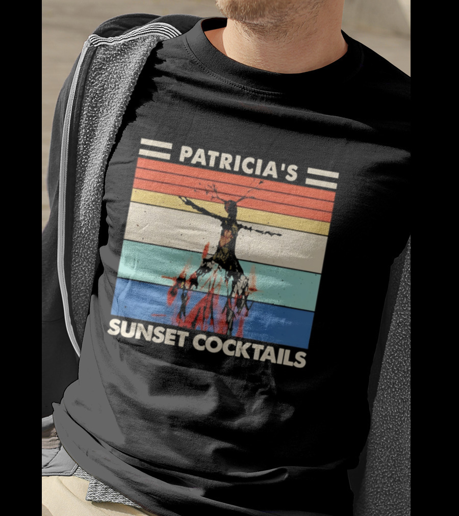 Patricia's Sunset Cocktails Vintage Beach Stripes T-Shirt