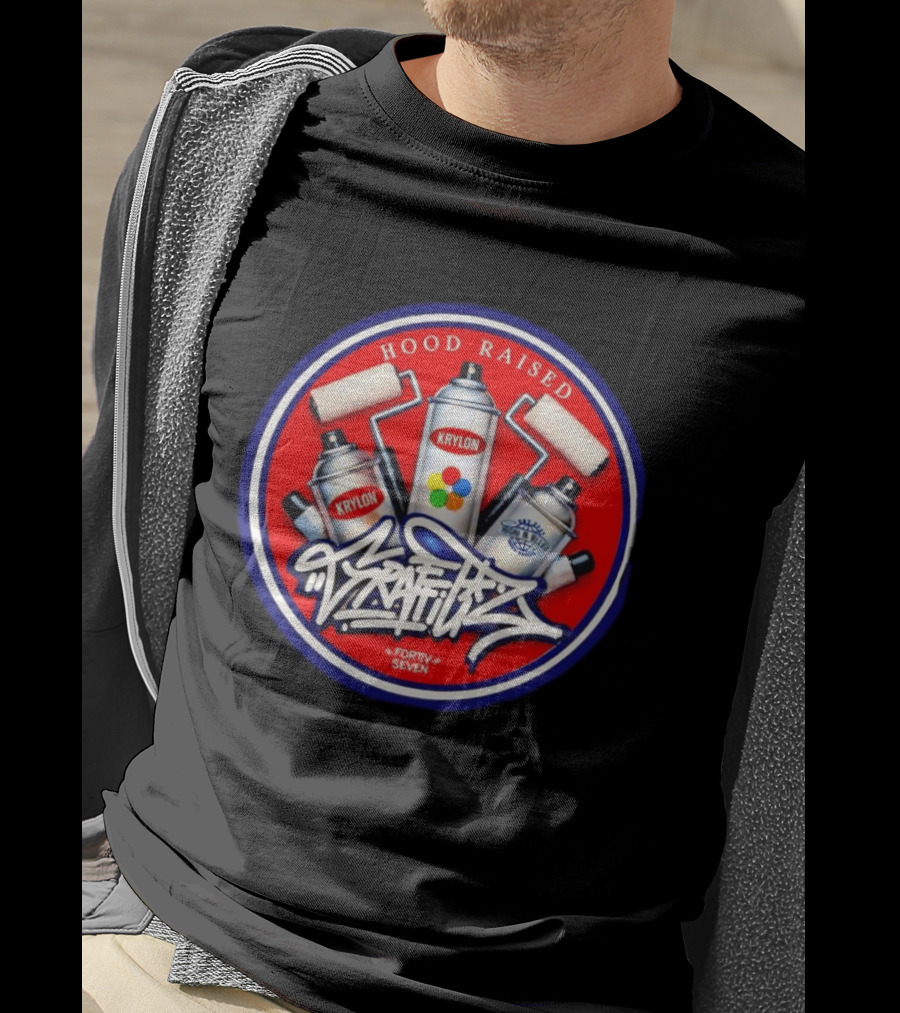 Hood Raised Krylon Graffiti Forty Seven High Bller Est 2017 T-Shirt