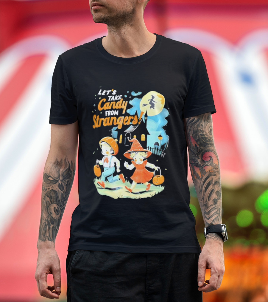Let's Take Candy From Strangers Halloween Witch Pumpkin Kids T-Shirt