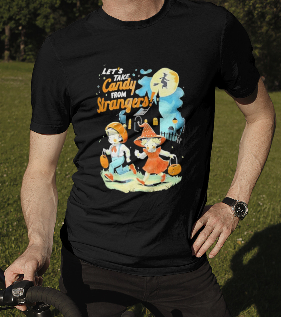 Let's Take Candy From Strangers Halloween Witch Pumpkin Kids T-Shirt
