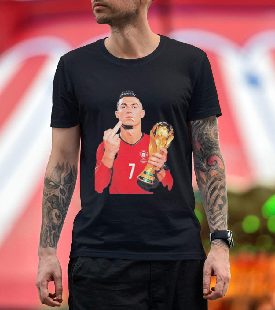 Cristiano Ronaldo Portugal 7 Middle Finger World Cup Trophy T-Shirt