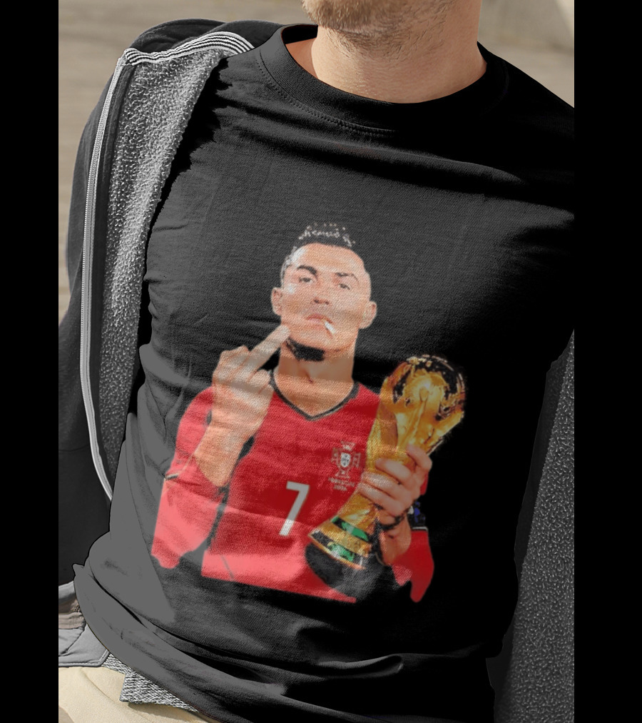 Cristiano Ronaldo Portugal 7 Middle Finger World Cup Trophy T-Shirt
