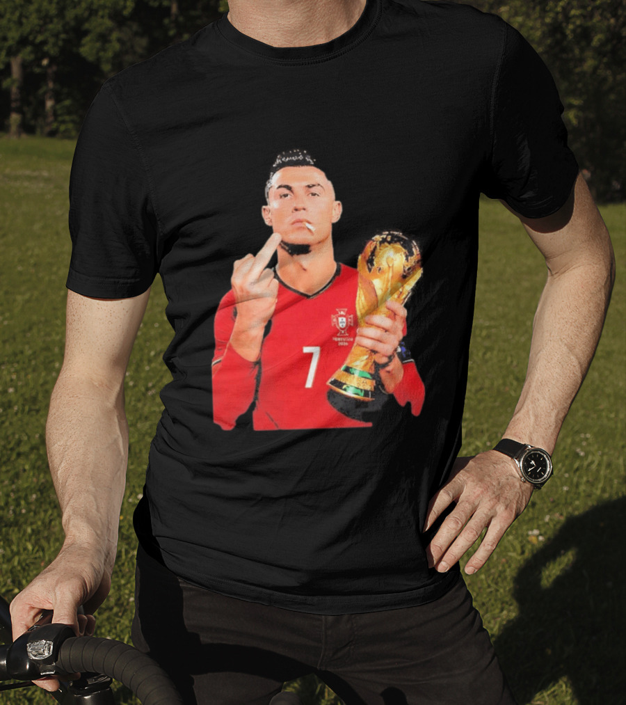 Cristiano Ronaldo Portugal 7 Middle Finger World Cup Trophy T-Shirt