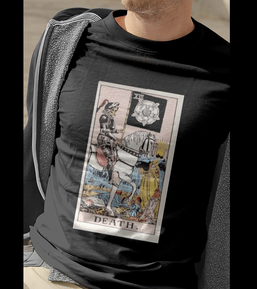 XIII Death Rider Of The Apocalypse Tarot Card Skeleton On Horse Flag XIII T-Shirt