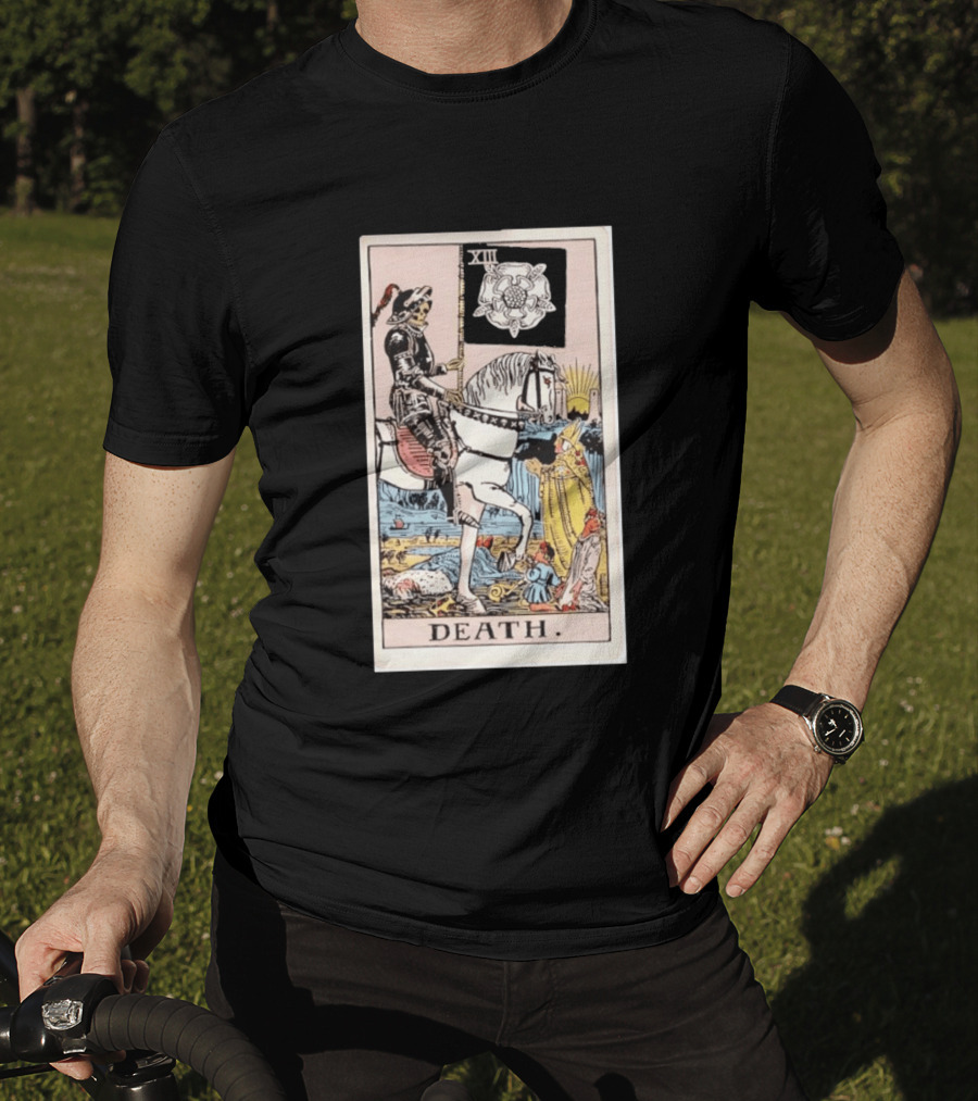 XIII Death Rider Of The Apocalypse Tarot Card Skeleton On Horse Flag XIII T-Shirt