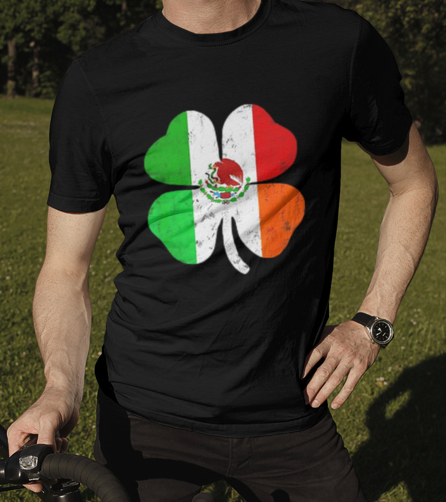 Mexican Irish Shamrock Flag St Patrick's Mexico Ireland Unity T-Shirt