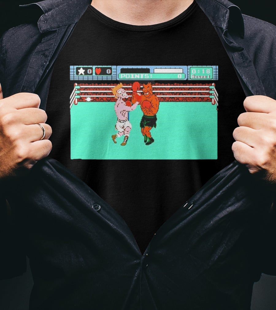 Punch Out NES Classic Mike Tyson Boxing Scene Retro 8 Bit Video Game T-Shirt