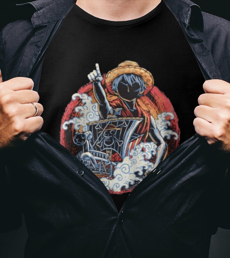 Monkey D Luffy Going Merry One Piece Anime Characters Pirate Ship Adventure T-Shirt
