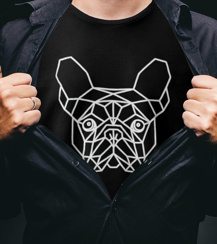 French Bulldog Low Poly Geometric Style Face T-Shirt