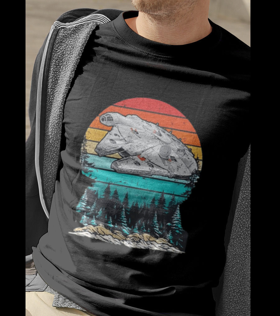 Star Wars Millennium Falcon Forest Sunset T-Shirt