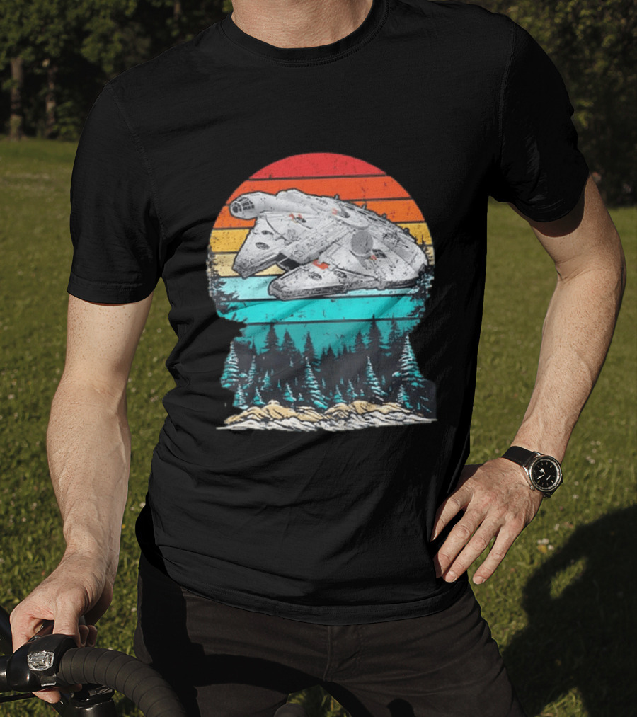 Star Wars Millennium Falcon Forest Sunset T-Shirt