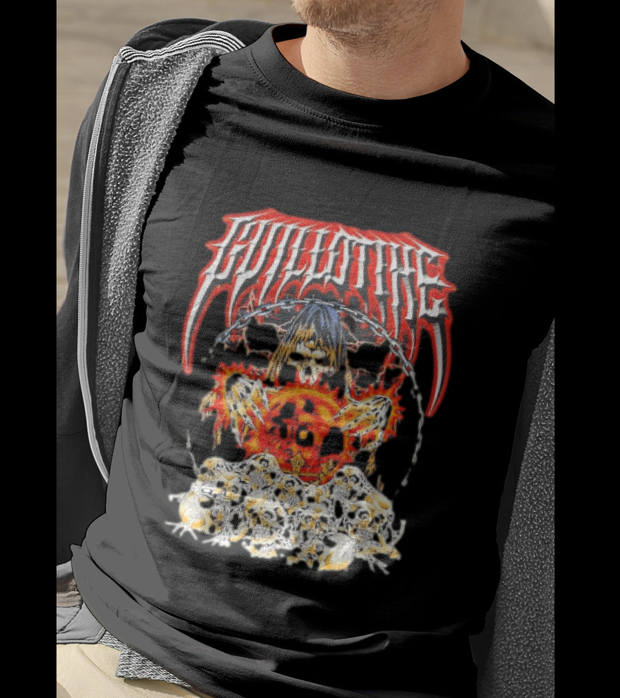 Guillotine Grim Reaper Crystal Ball Skulls Fiery Chains T-Shirt