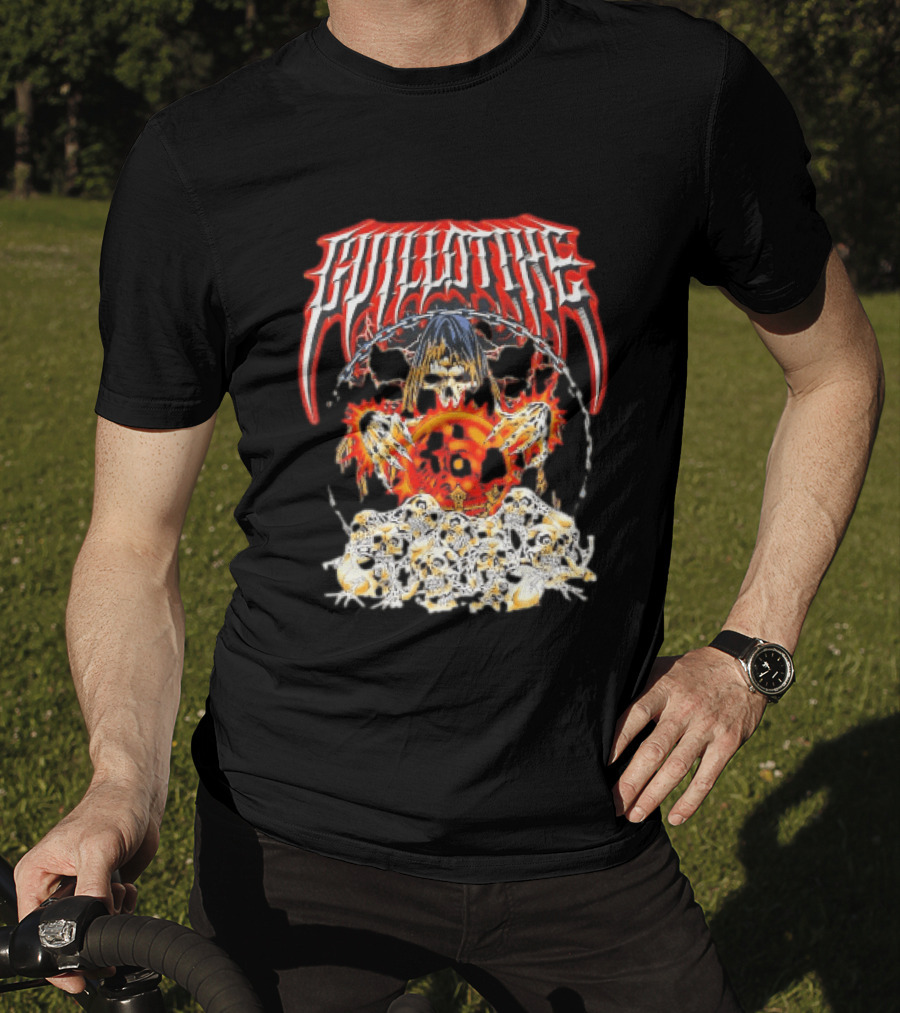 Guillotine Grim Reaper Crystal Ball Skulls Fiery Chains T-Shirt