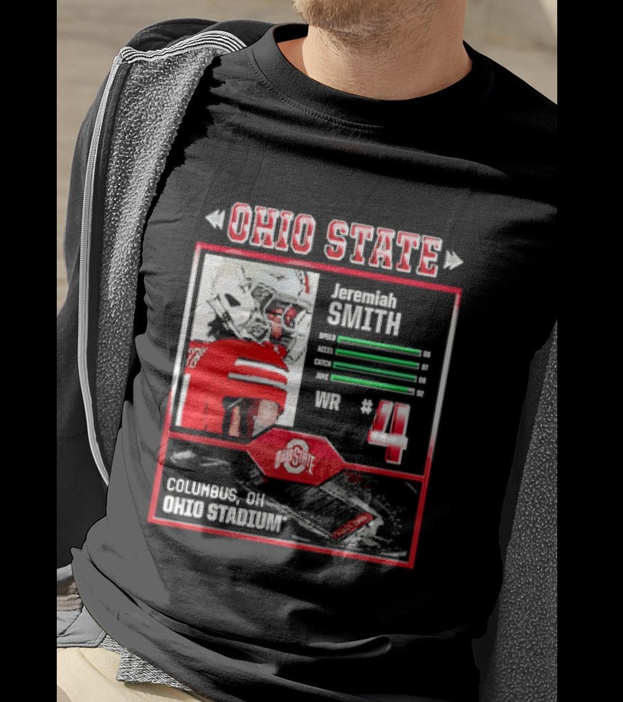 Ohio State Buckeyes Jeremiah Smith Columbus Football Ohio Stadium Number 4 T-Shirt