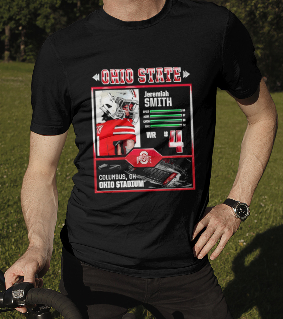 Ohio State Buckeyes Jeremiah Smith Columbus Football Ohio Stadium Number 4 T-Shirt
