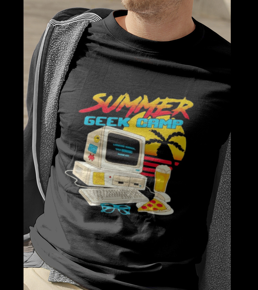 Summer Geek Camp Eat Sleep Code Repeat Loading Computer Pizza Beer T-Shirt