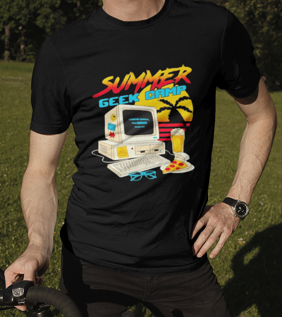 Summer Geek Camp Eat Sleep Code Repeat Loading Computer Pizza Beer T-Shirt