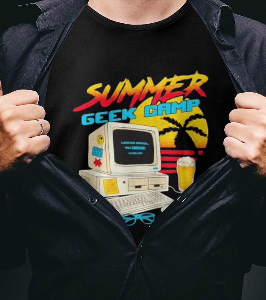 Summer Geek Camp Eat Sleep Code Repeat Loading Computer Pizza Beer T-Shirt