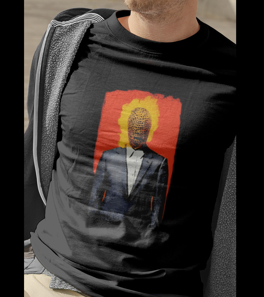 Ignition Man In Tuxedo With Fiery Head On Bold Red T-Shirt