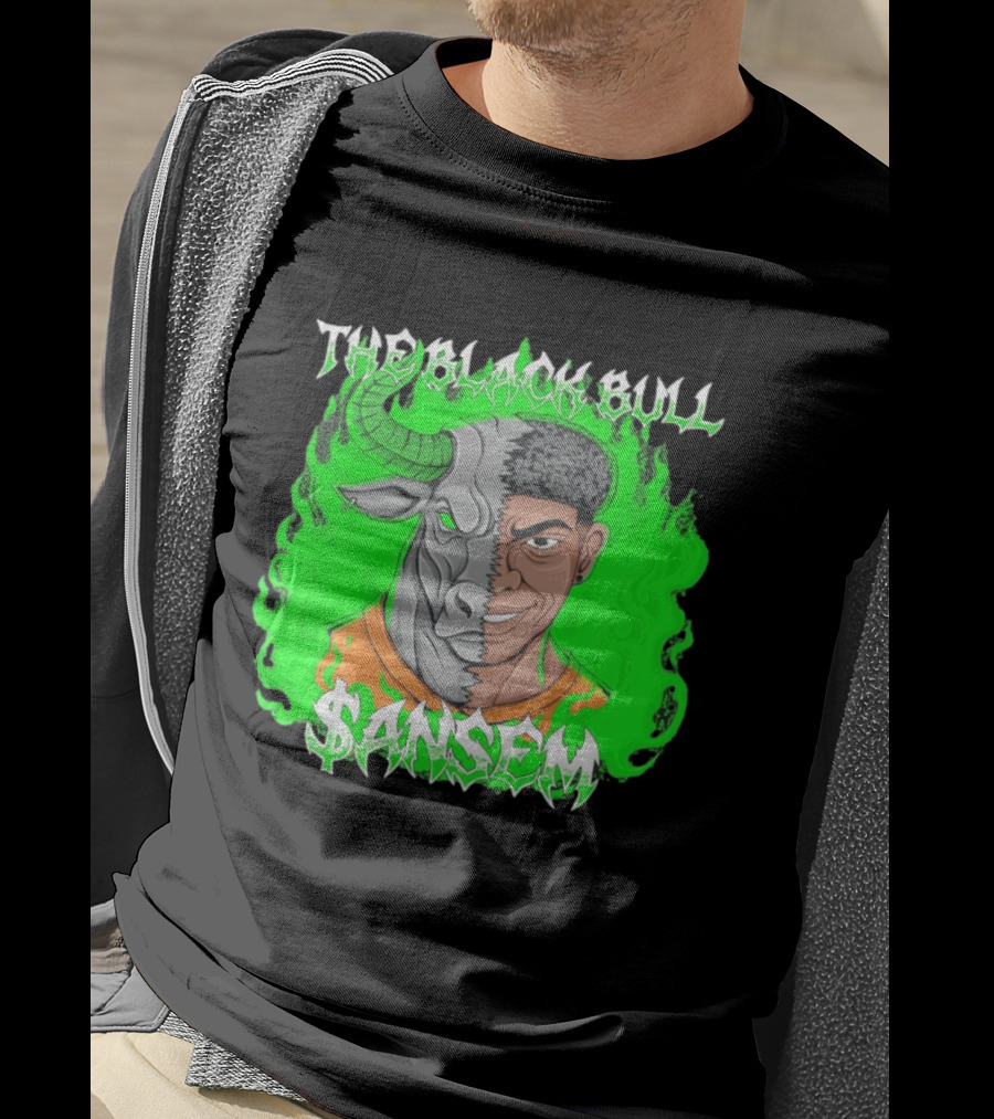 The Black Bull Sansem Half Man Half Bull Green Fire Fusion T-Shirt