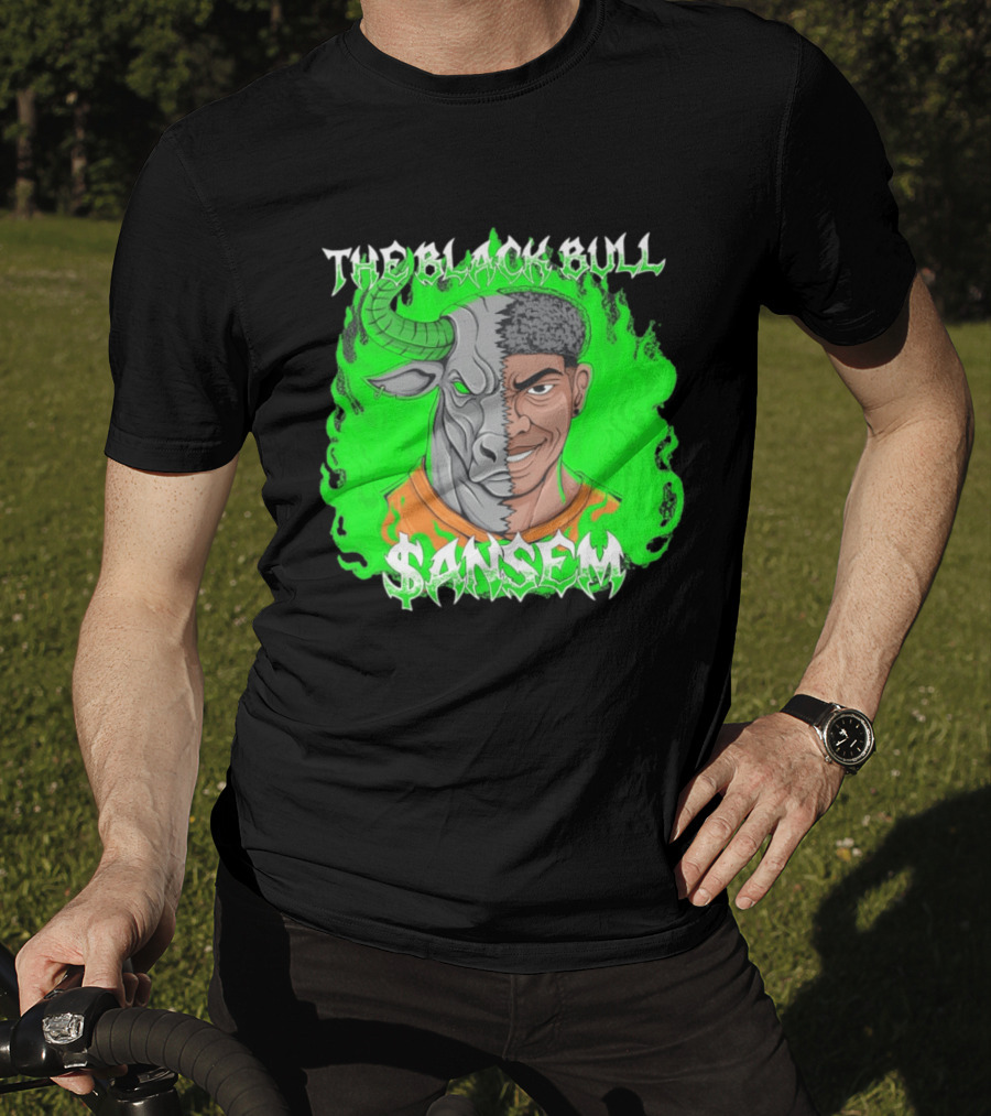 The Black Bull Sansem Half Man Half Bull Green Fire Fusion T-Shirt