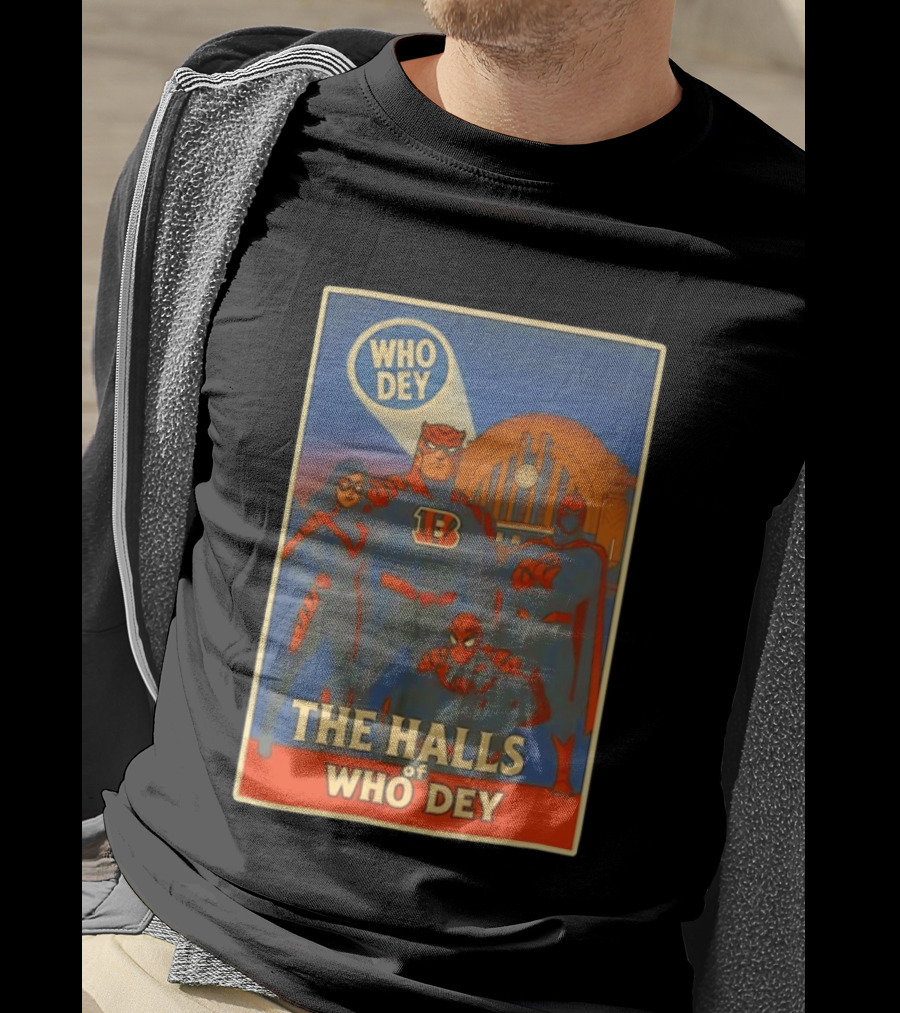 The Halls Of Who Dey Superhero Team T-Shirt
