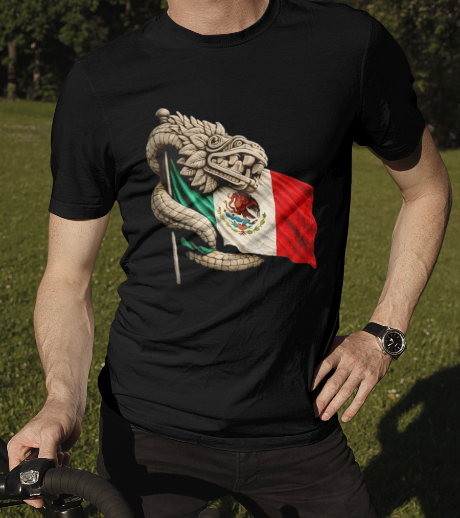 Quetzalcoatl Feathered Serpent Mexico Flag T-Shirt
