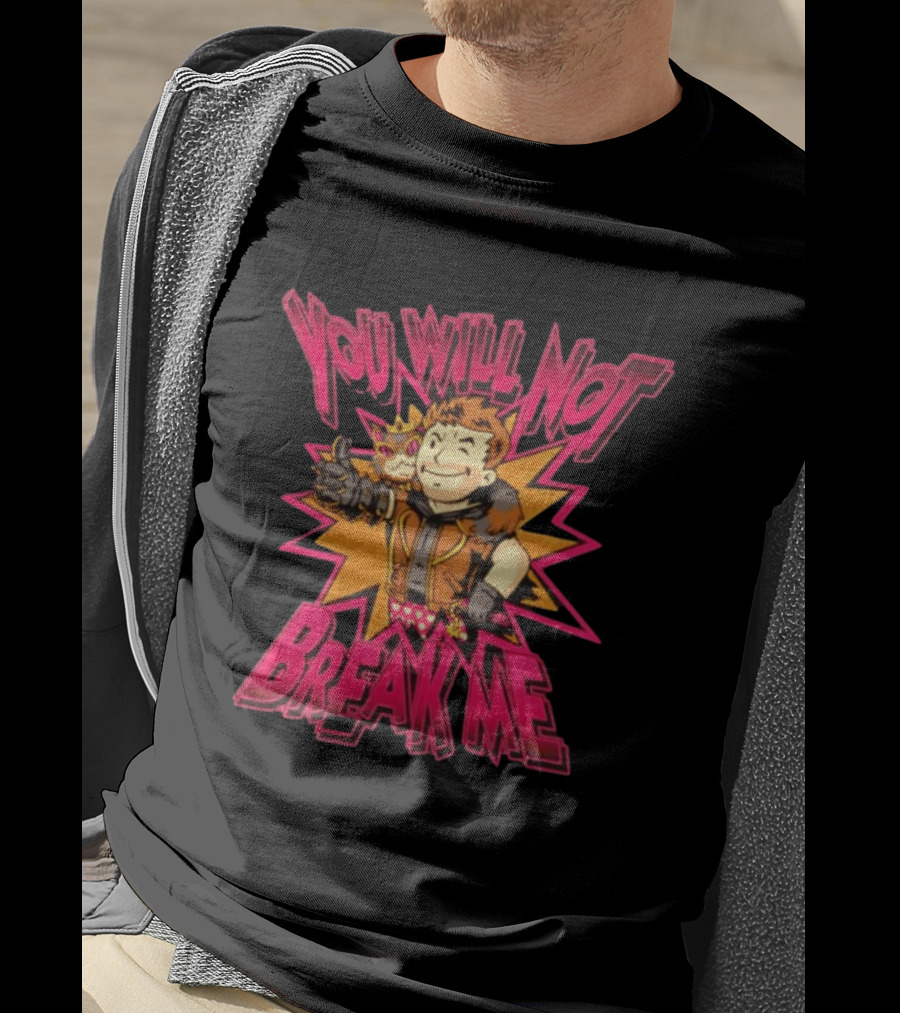 Vault Boy Fallout You Will Not Break Me Thumbs Up Power Armor Explosion T-Shirt