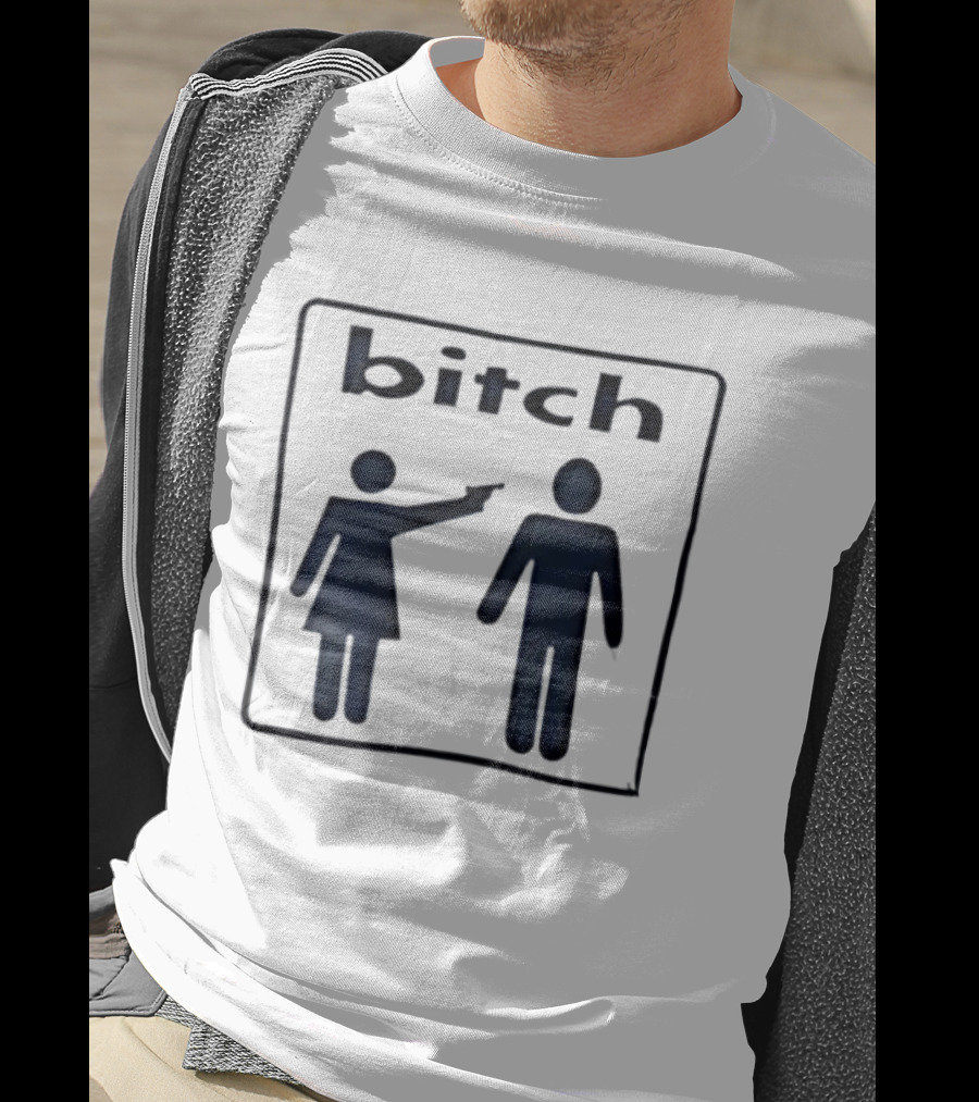 Bitch Stick Figure Pointing Gun At Man Stick Figure T-Shirt