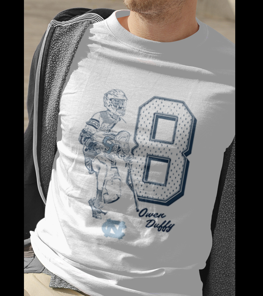 North Carolina Tar Heels Owen Duffy Number 8 Lacrosse T-Shirt