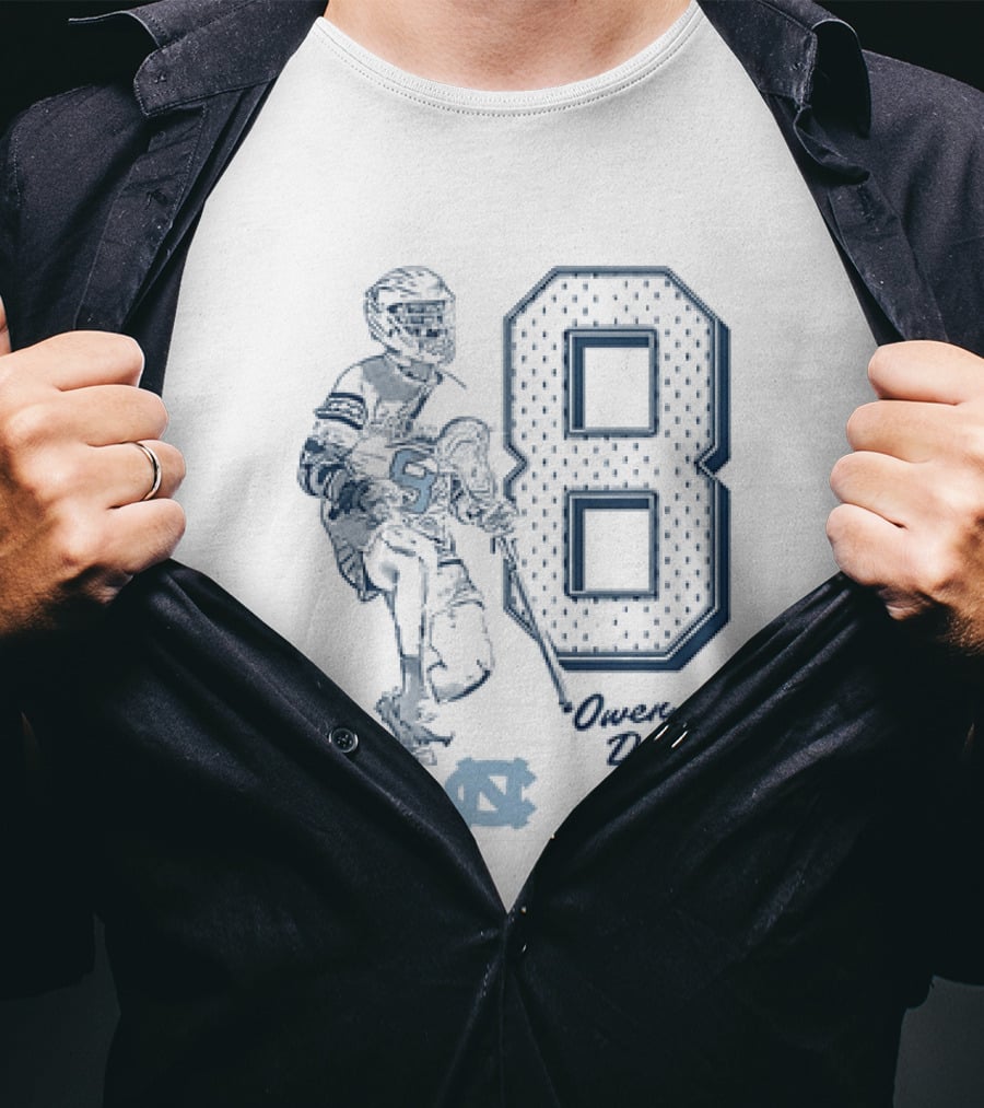 North Carolina Tar Heels Owen Duffy Number 8 Lacrosse T-Shirt