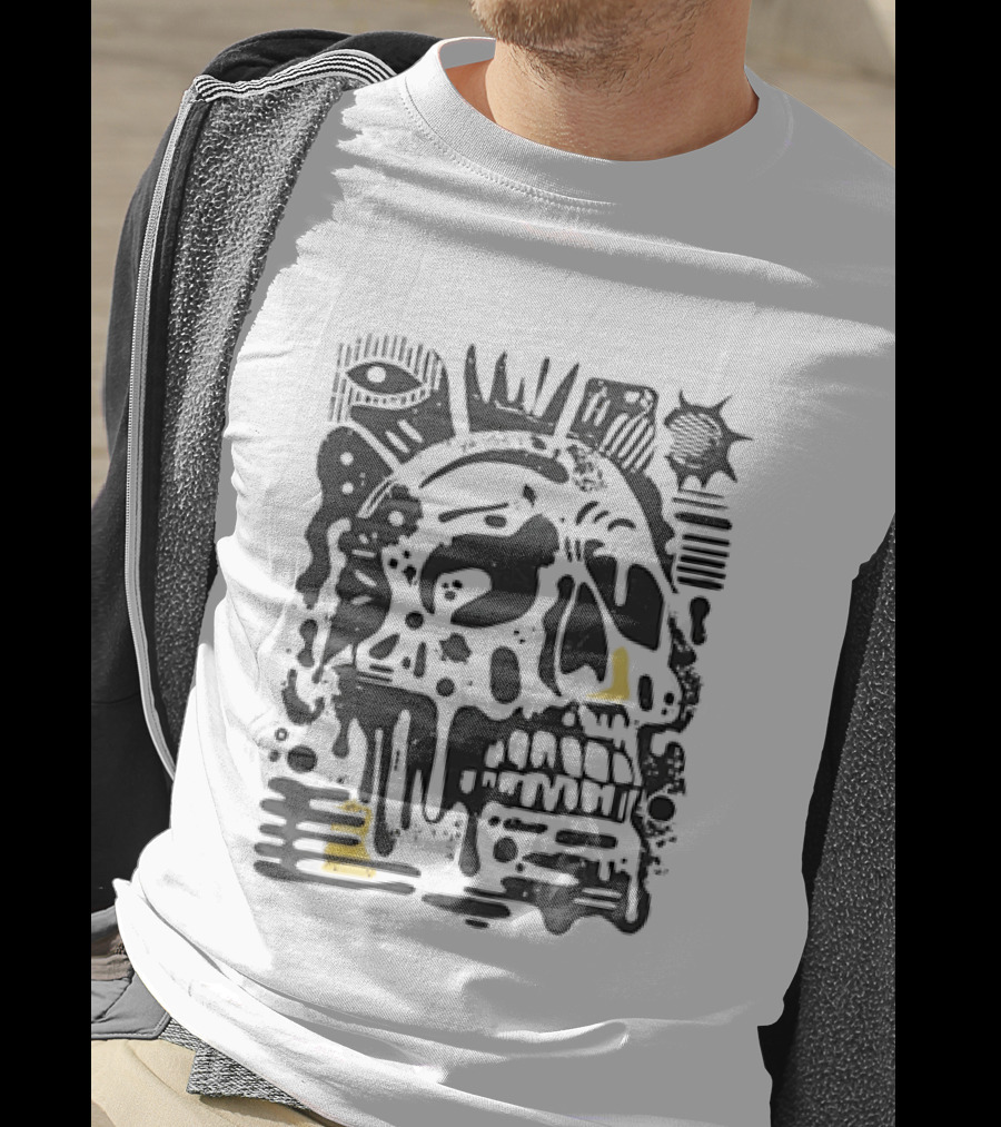 Dripping Skull Abstract Art With Crown And Eye T-Shirt