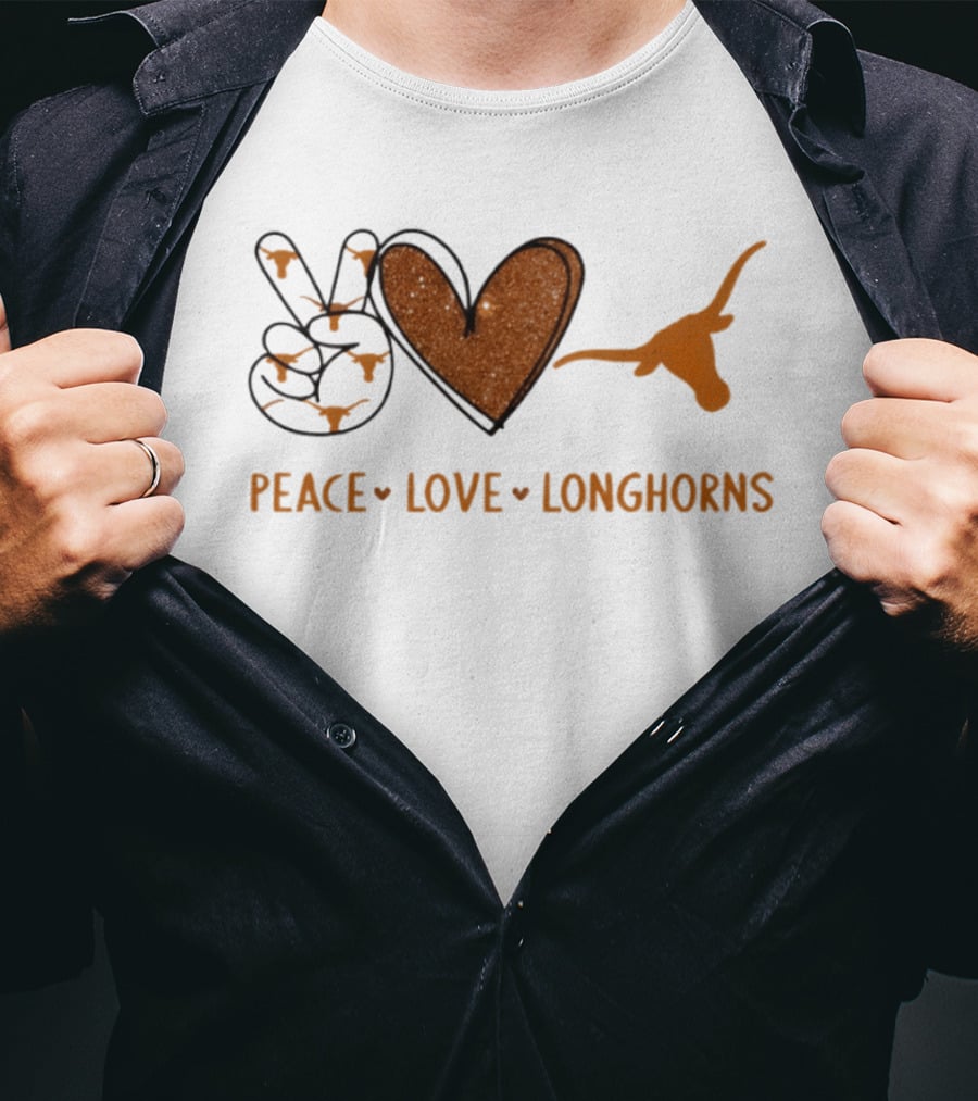 Peace Love Longhorns Texas Football Fan Gear T-Shirt
