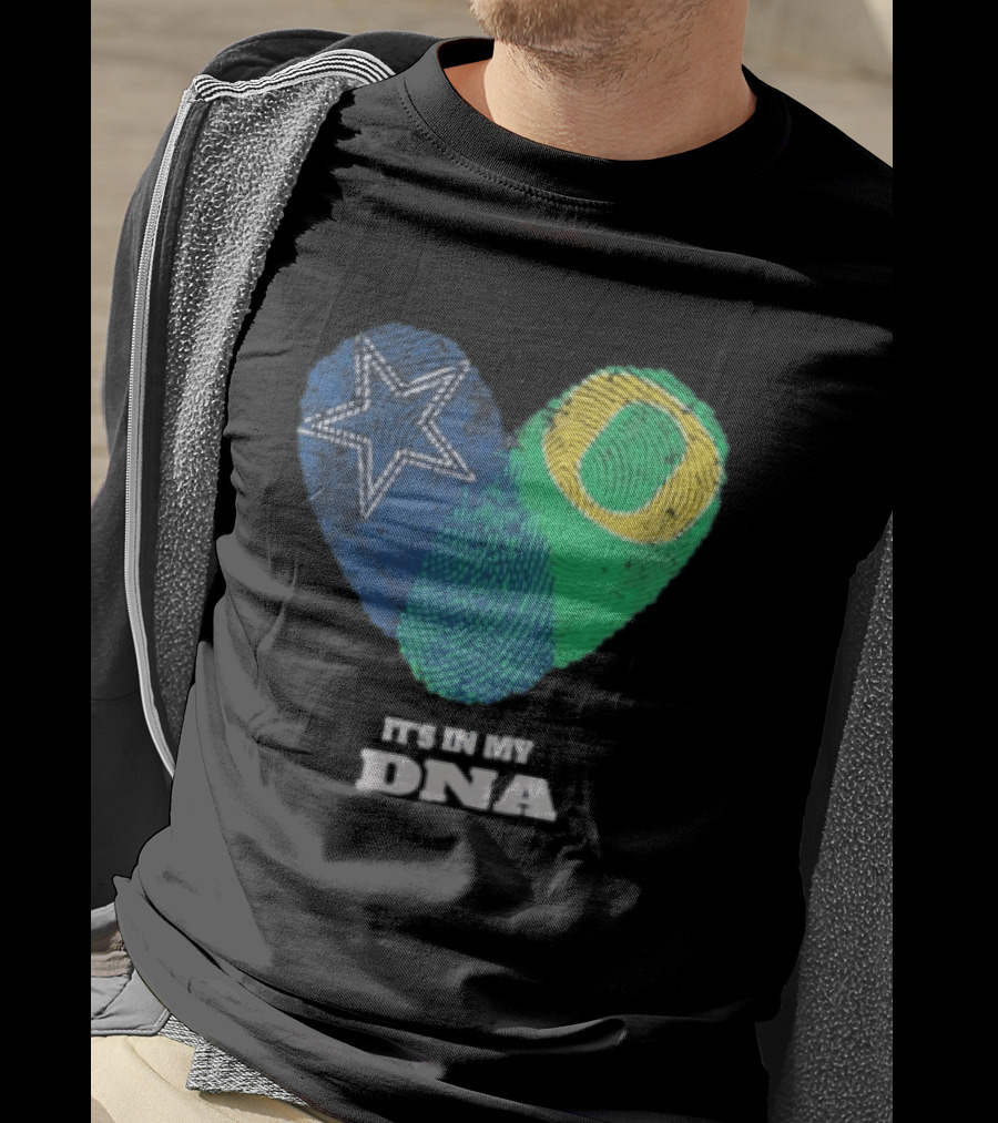 It's In My DNA Dallas Cowboys Oregon Ducks Heart Fingerprint T-Shirt