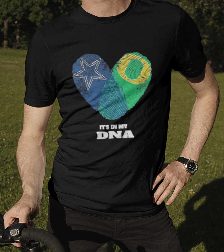 It's In My DNA Dallas Cowboys Oregon Ducks Heart Fingerprint T-Shirt