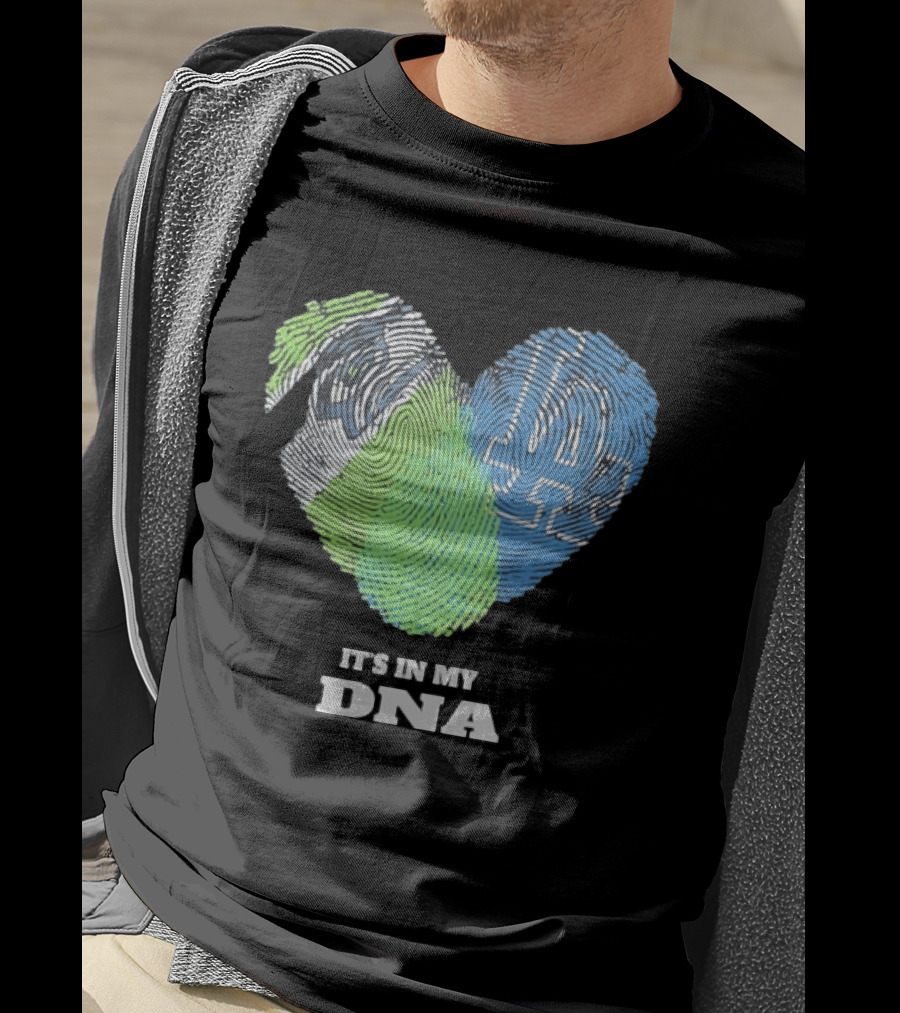 It's In My DNA Seattle Seahawks Los Angeles Dodgers Fingerprint T-Shirt