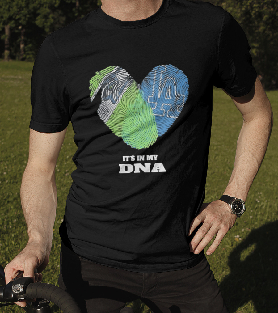 It's In My DNA Seattle Seahawks Los Angeles Dodgers Fingerprint T-Shirt